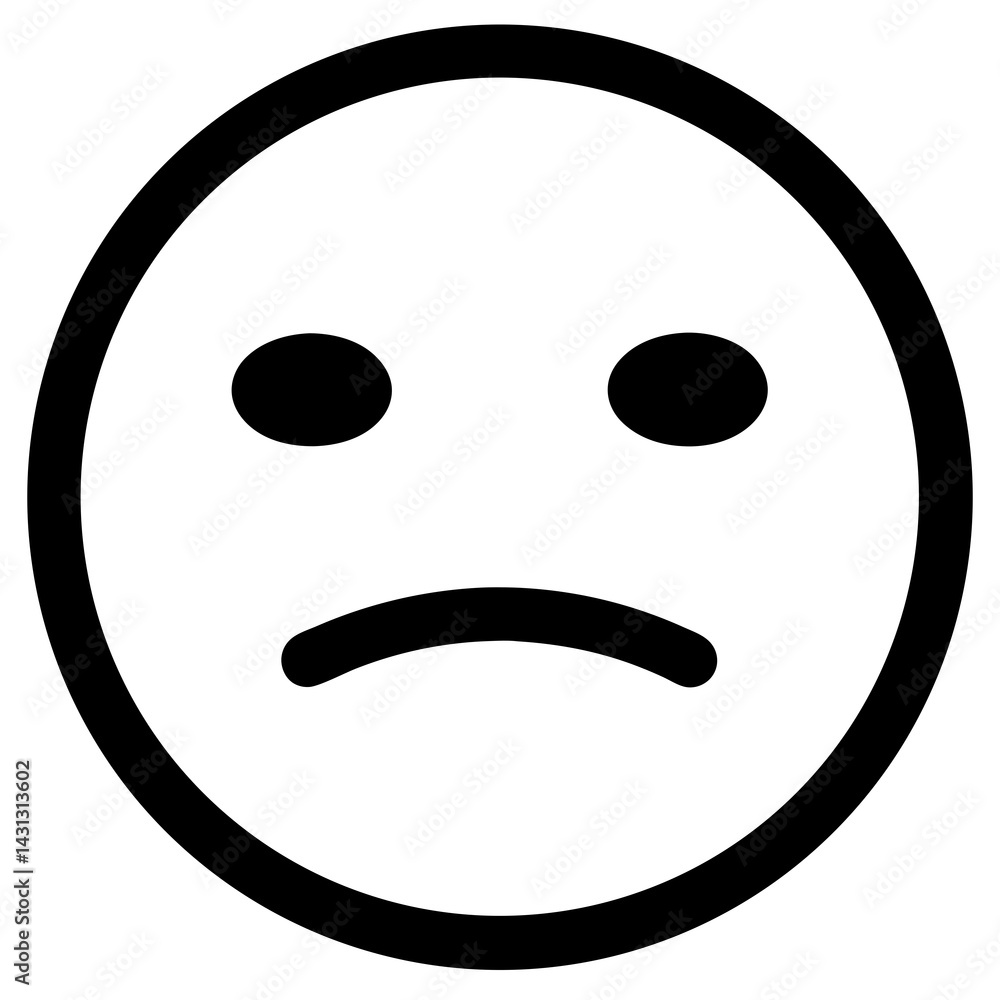 Sad Emoji Icon Black And White Depicting Negative Emotions And Disappointment Sad Emoji Icon Black And White Depicting Negative Emotions And Disappointment