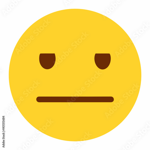 Unimpressed Yellow Emoji Face With A Straight Mouth Symbolizing Disappointment And Boredom