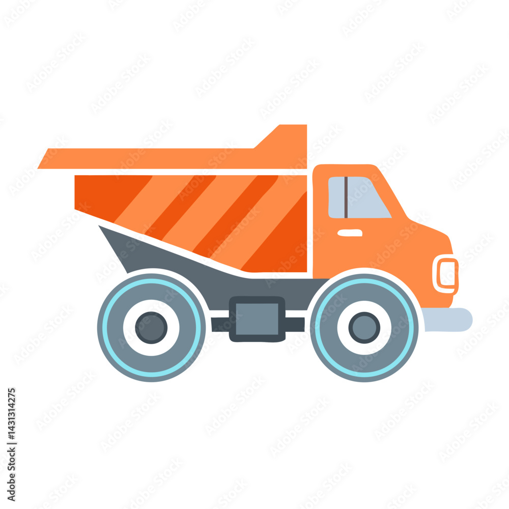 Naklejka premium Orange Dump Truck Cartoon Illustration on Black Background
