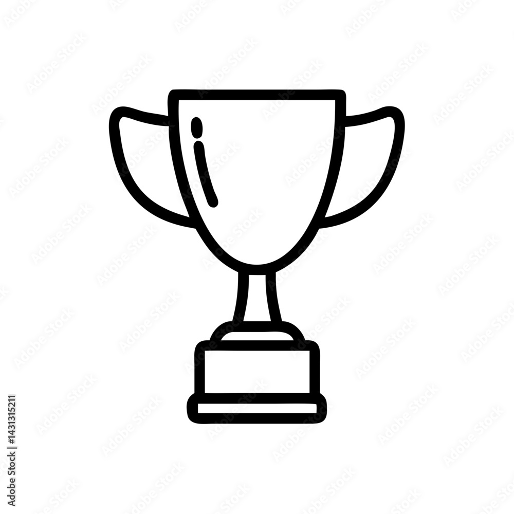 Illustration of a simple black and white trophy with handles and a base on a white background image Illustration of a simple black and white trophy with handles and a base on a white background image