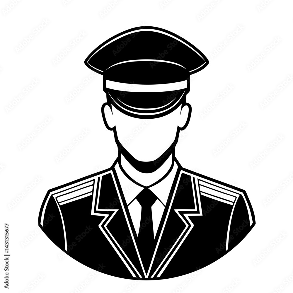 Vector Illustration Of A Faceless Military Officer In A Formal Uniform And Cap Vector Illustration Of A Faceless Military Officer In A Formal Uniform And Cap