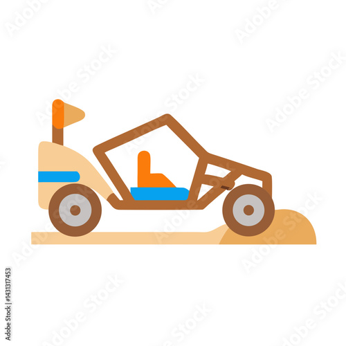 Illustration of an off-road buggy with flag on black background