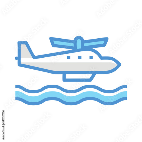 Seaplane Icon Illustration: A Modern Design for Water Landing Aircraft