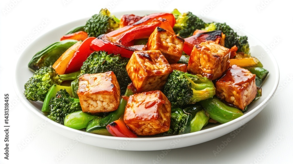 Tofu stir-fry with colorful vegetables. Tofu stir-fry with colorful vegetables.