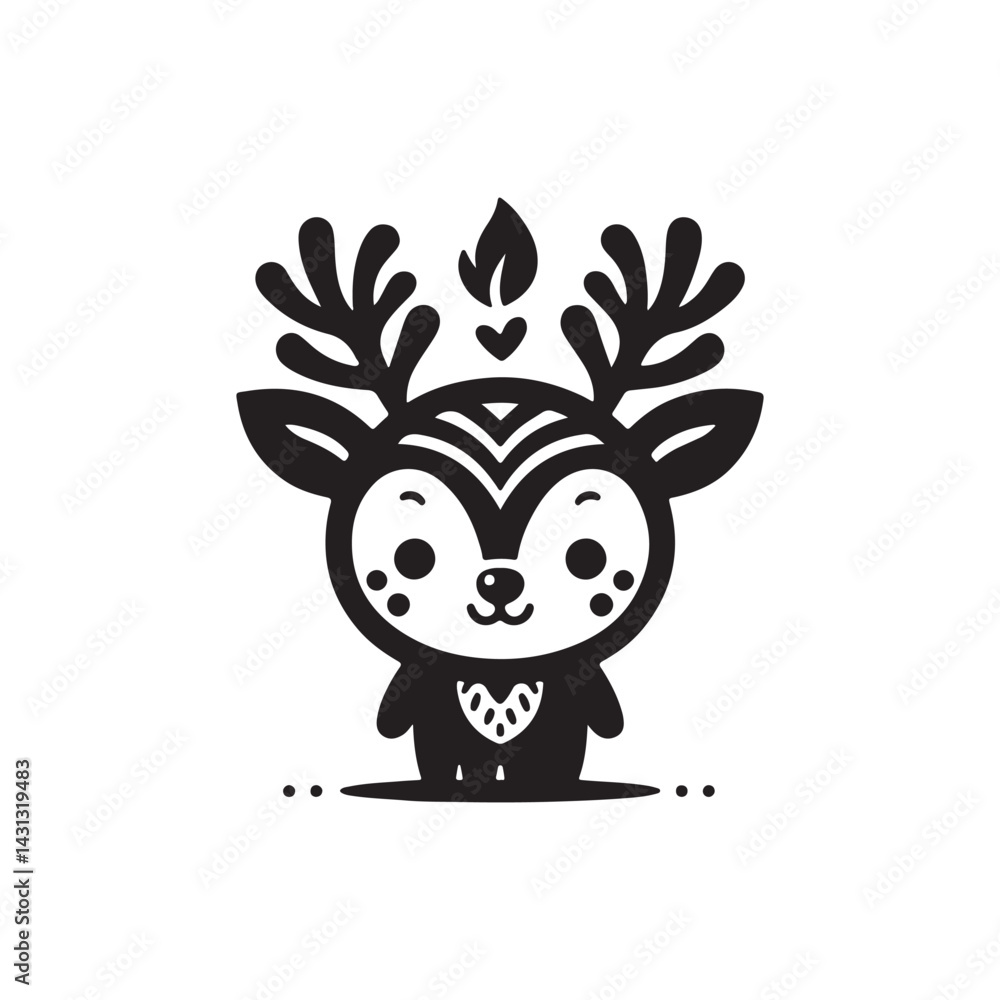 Naklejka premium Cute Deer Cartoon Icon - Adorable Forest Animal Vector