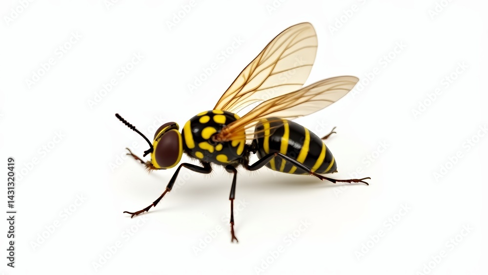 Yellow Jacket Hoverfly On White Background Yellow Jacket Hoverfly On White Background