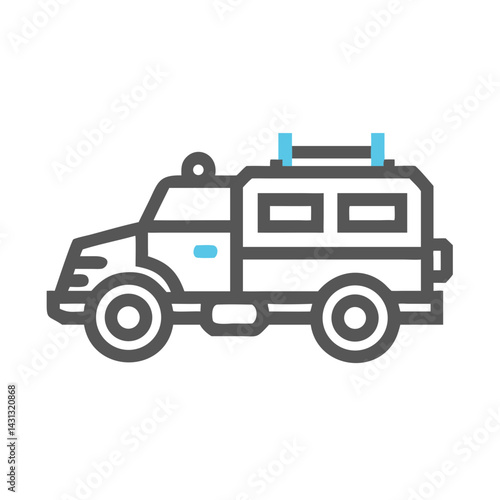 Stylized Armored Vehicle Illustration on Black Background - Security & Transport