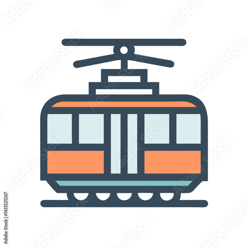 Modern Icon of a Cable Car or Tramway on Black Background