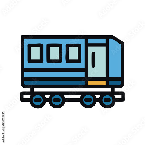 Blue Train Car Icon - Transportation, Railway, and Commuting