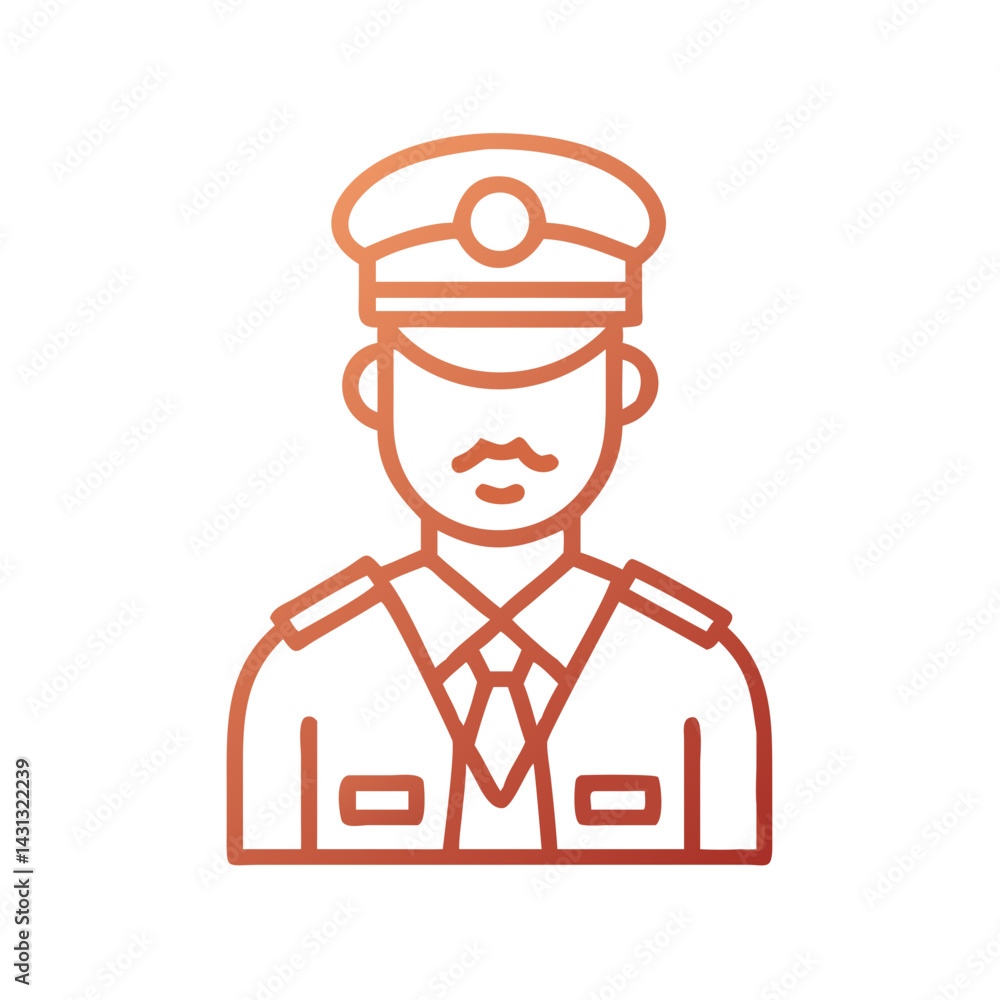 Line Art Illustration of a Policeman in Uniform with Hat Line Art Illustration of a Policeman in Uniform with Hat