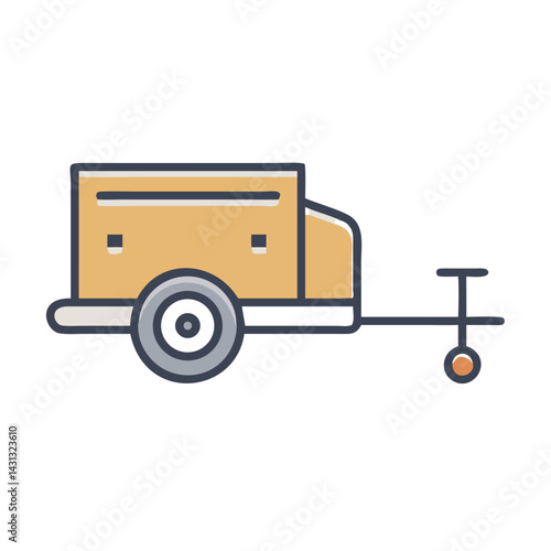 Cargo Trailer Icon: Moving Equipment and Transportation Symbol on Black Background