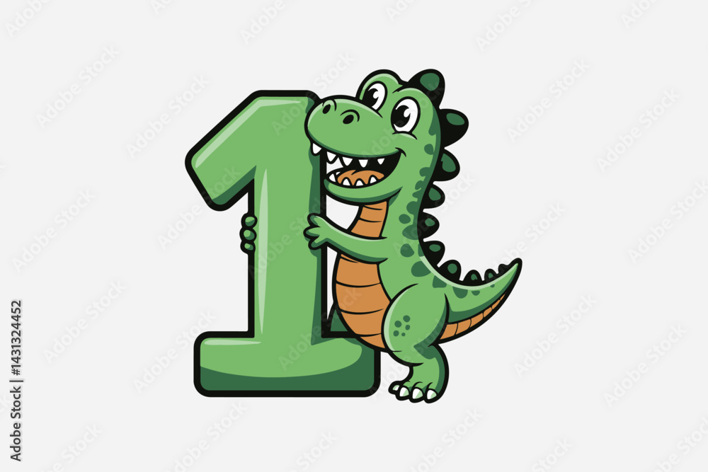 dinosaur number one illustration vector dinosaur number one illustration vector
