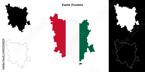 Espita municipality (Yucatan) outline map set