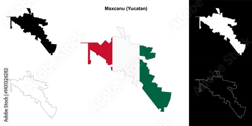Maxcanu municipality (Yucatan) outline map set