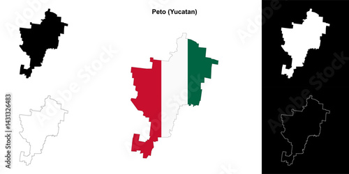 Peto municipality (Yucatan) outline map set