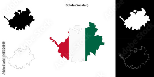 Sotuta municipality (Yucatan) outline map set