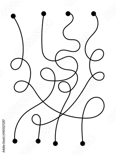Hand drawn maze labyrinth doodle path educational game. Simple way design template for kids, children book.