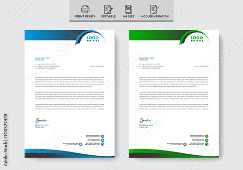 Flat creative business letterhead template
