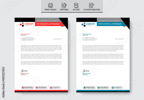 Flat creative business letterhead template