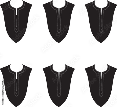Premium vector. Silhouette Panjabi collar design in white background illustration. 