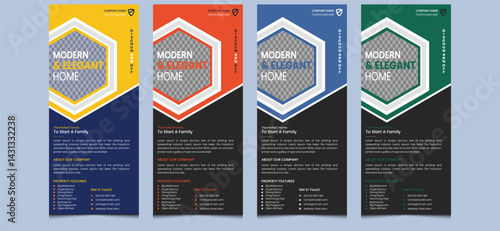 Simple clean modern elegant editable creative corporate professional company business minimal identity rent construction home house real estate rollup banner design template.