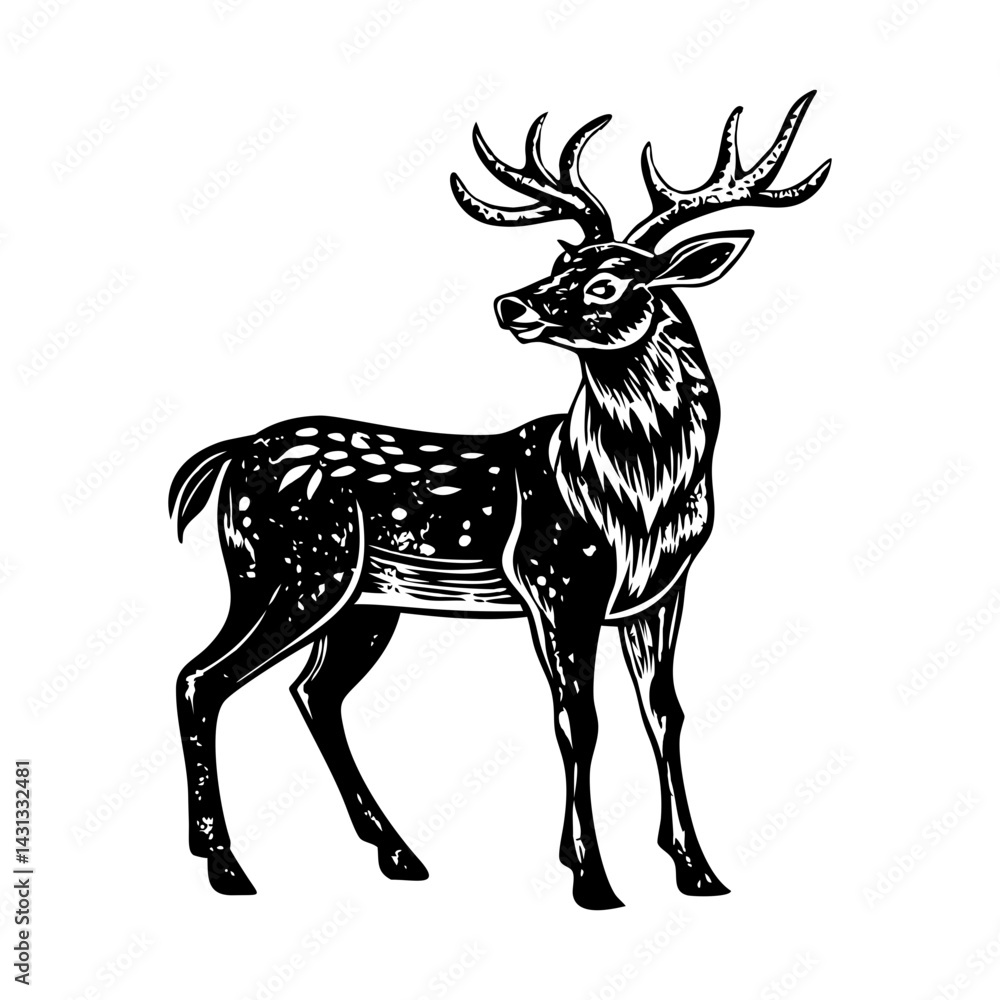 Obraz premium A vintage style illustration of deer 