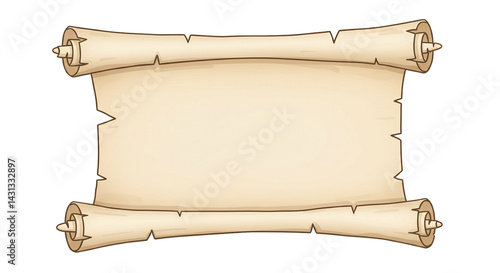 vector illustration open parchment scroll on white background
