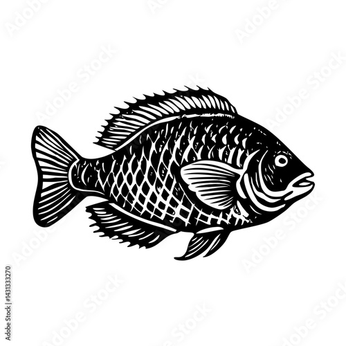 A vintage style illustration of tilapia 