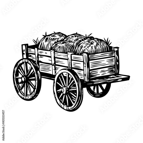Hey cart illustration in vintage style 