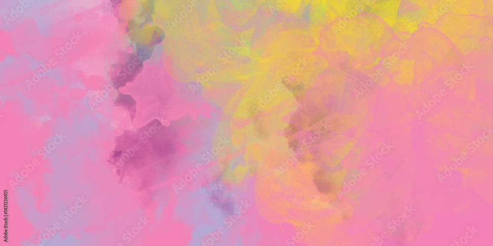 Fototapeta premium Pink watercolor background for your design, Brush stroked painting of colorful watercolor. Abstract image of exploded colorful powder, digital illustration. 