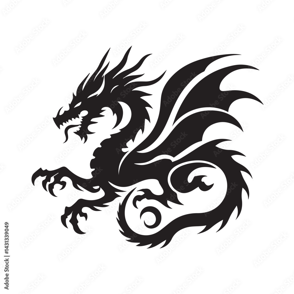 Dragon Silhouette Vector Icon Dragon Silhouette Vector Icon