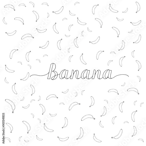 Vector banana pattern with central 'banana' text