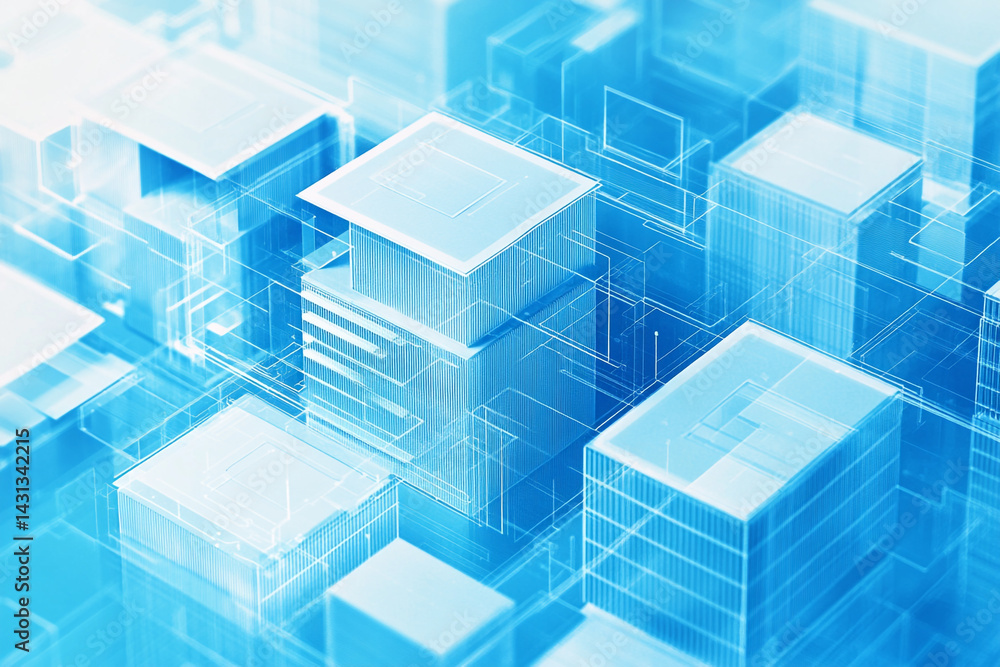 Obraz premium Abstract digital city skyline modern architecture buildings futuristic design