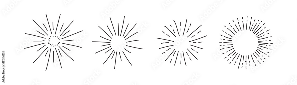 Obraz premium Set Hand drawn sunbursts 