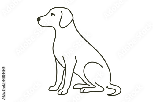 Minimalist dog icon design showcasing a sitting canine silhouette with simple lines and a clean aesthetic
