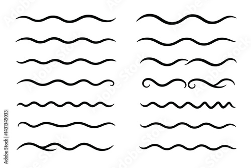 Collection of elegant wave icons suitable for various design projects and creative applications