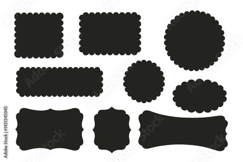 Icon set featuring various shapes and designs suitable for labels, tags, or decorative purposes in projects