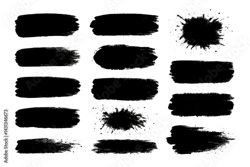 Black brush stroke icon set for creative design projects and artistic applications