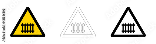 Obraz na plátně Level crossing with barrier or gate warning sign in vector format