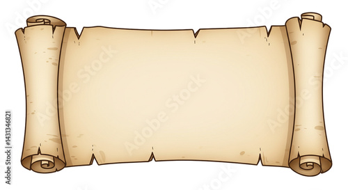 vector illustration open parchment scroll on white background