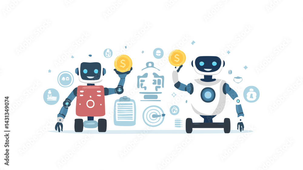 AI and robot vector illustrations AI and robot vector illustrations