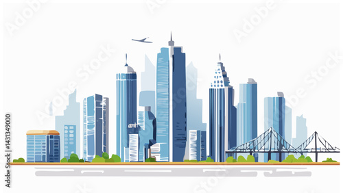 Futuristic city skyline in vector