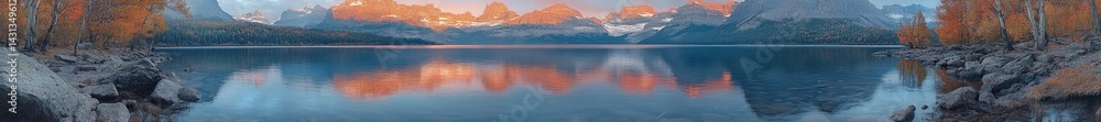 Fototapeta premium Abstract blurred landscape with water reflection and soft colors.