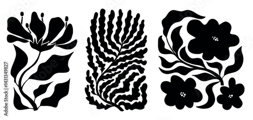 Matisse florals collection, decorative elements for prints, cards, banners, stickers, planners, posters, etc. EPS 10