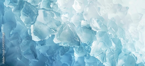 Abstract ice background with frozen textures and blue color, banner design. 