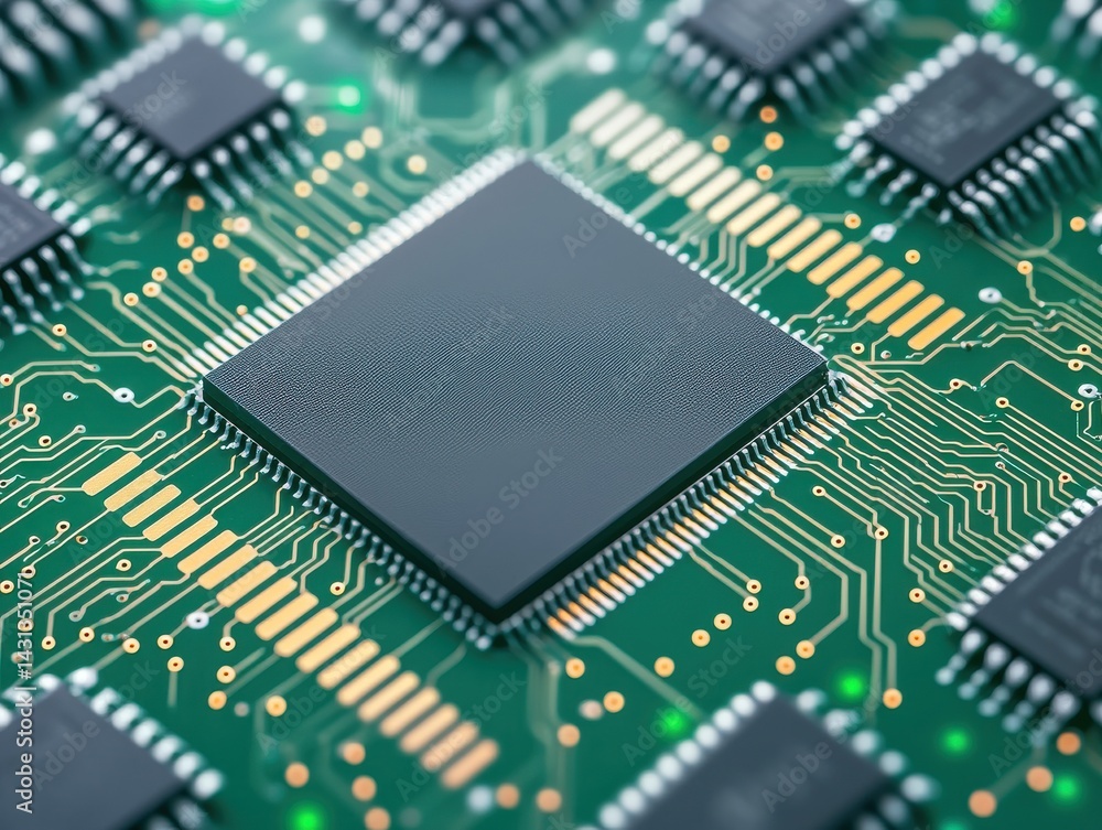 A close-up image of a microprocessor on a circuit board, showcasing intricate pathways and electronic components. A close-up image of a microprocessor on a circuit board, showcasing intricate pathways and electronic components.