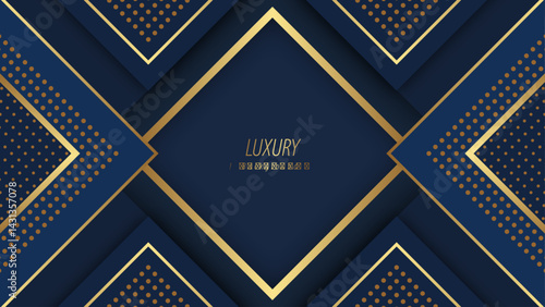 Luxury Dark Blue and Gold Geometric Background Design