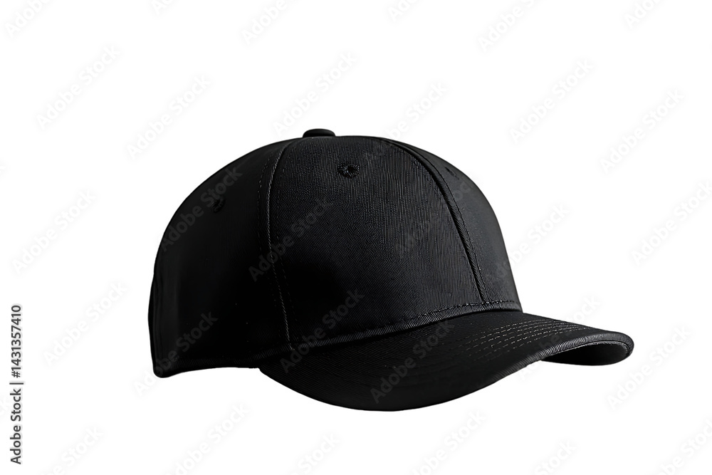 Fototapeta premium Solid Black Baseball Cap: Clean Isolated Studio Shot