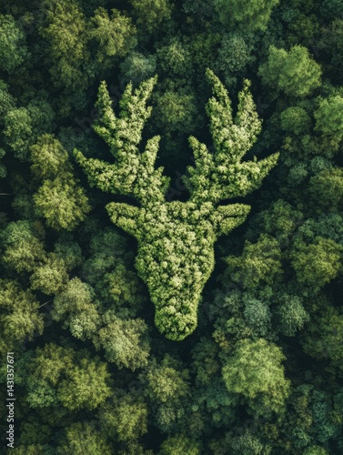 Animal Shape Created by Treetops Viewed From Above Highlighting Natures Abstract Design in the Forest Generative AI