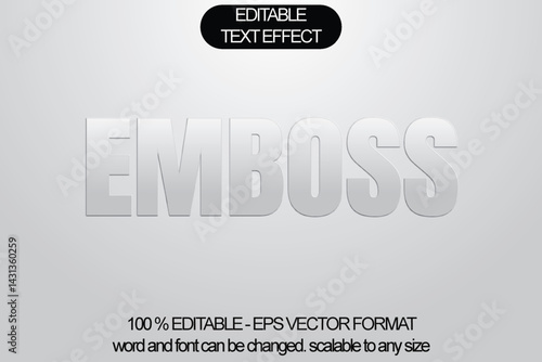 3d white emboss, editable text effect style